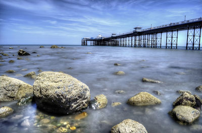 View of bridge over sea against sky