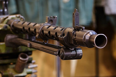 Close-up of metallic weapon