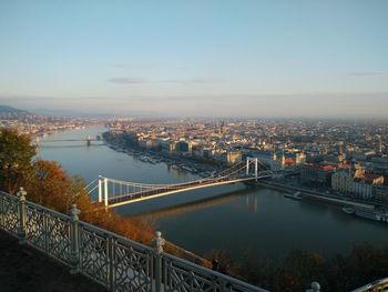 High angle view of bridge over river in city