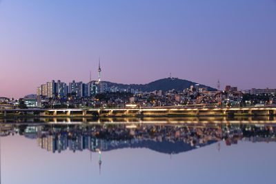 Reflection of buildings in water