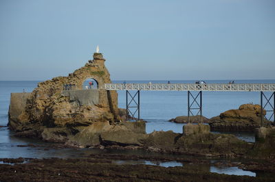 Scenic view of sea against clear sky