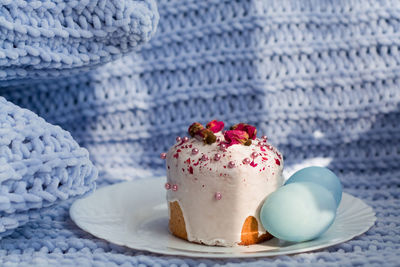 Close-up of dessert on table