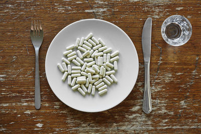 High angle view of fresh food on table