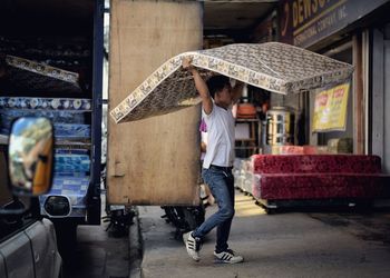 Man walking on street
