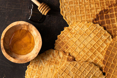 High angle view of person preparing food