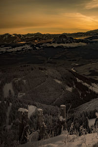Scenic view of landscape against sky during sunset