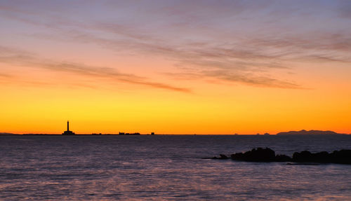 Scenic view of sea against sky during sunset