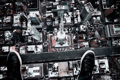 High angle view of buildings in city