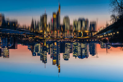 Reflection of buildings in water