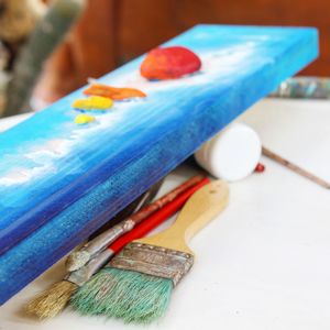 Close-up of painting tools on table