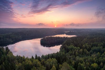 Scenic view of landscape against sky during sunset