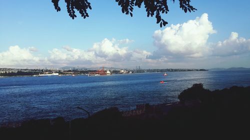 Scenic view of sea against cloudy sky