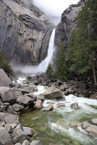 Scenic view of waterfall