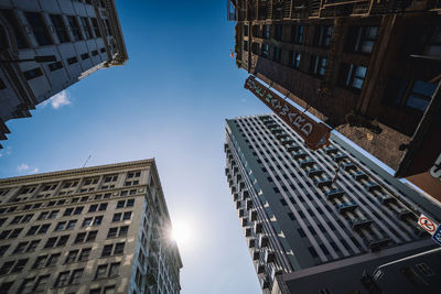 Low angle view of buildings against clear sky