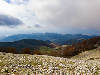 Scenic view of mountains against sky