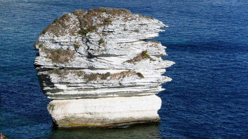 Close-up of rock formation in sea