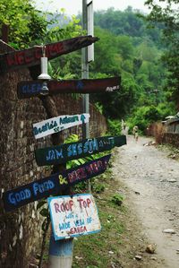 Information sign on railing