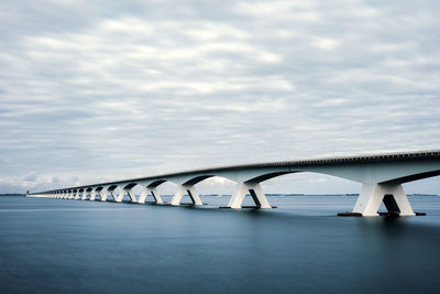 Panoramic view of the zeeland bridge on the eastern scheldt, netherlands.