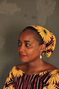 Portrait of young woman looking away