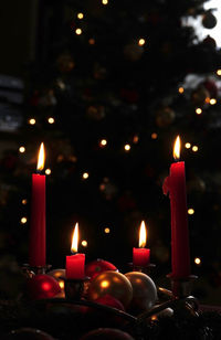 Close-up of burning candles