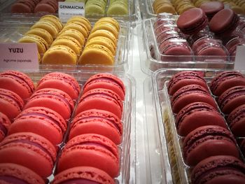 High angle view of multi colored candies in store