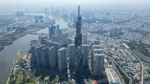 High angle view of cityscape