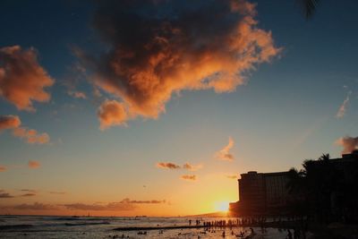 Scenic view of sea at sunset
