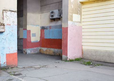 Closed door of building