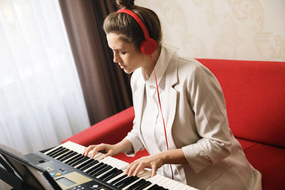 Boy playing piano