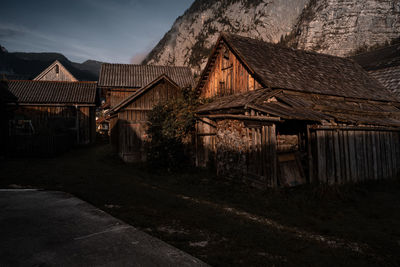 Old houses in village in city