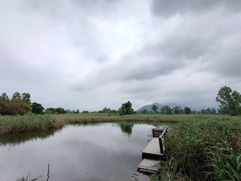 Scenic view of lake against sky