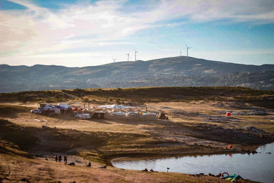 Scenic view of land against sky