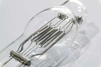 High angle view of light bulb on table