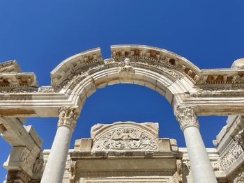 Low angle view of greco-roman arch in ephesus, turkey