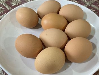 High angle view of breakfast on table