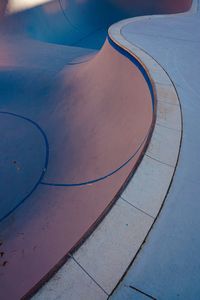 Blue skatepark court on the street in bilbao city spain