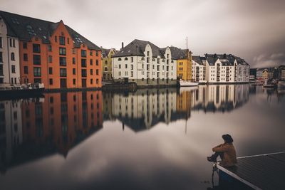 View of canal in city