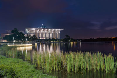 View of illuminated buildings at night