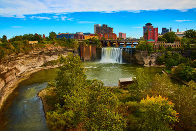 Bridge over river against sky