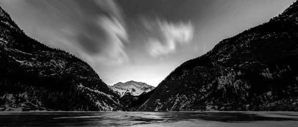 Scenic view of lake by trees against sky