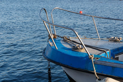 High angle view of fishing boat in sea