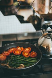 Close-up of vegetables in bowl at kitchen