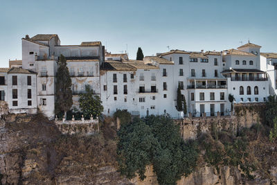 Landscape of andalusia with its white villages with whitewashed houses built on the cliff.