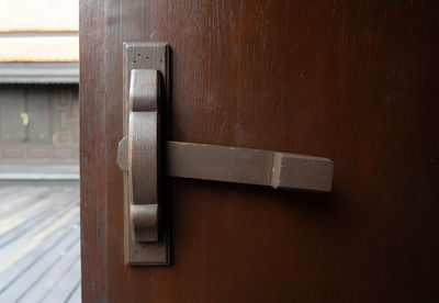 Close-up of closed door of house