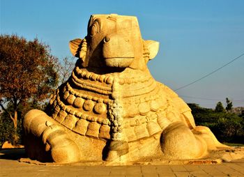 The nandi bull the gatekeeper and the vehicle of lord shiva at lepakshi in andhra pradesh