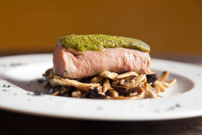 Close-up of meal served in plate