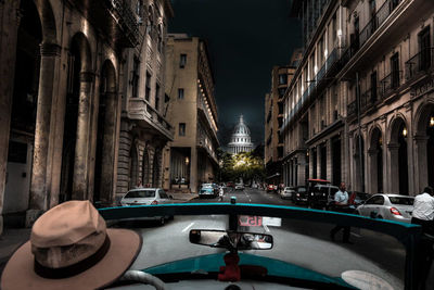 Havana view of traffic on street at night