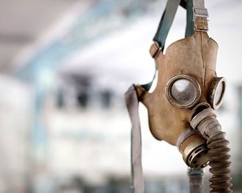 Close-up of gas mask