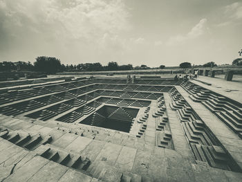 High angle view of building against sky