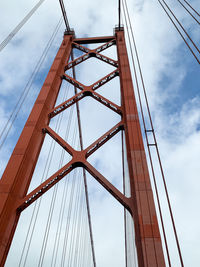 Low angle view of suspension bridge